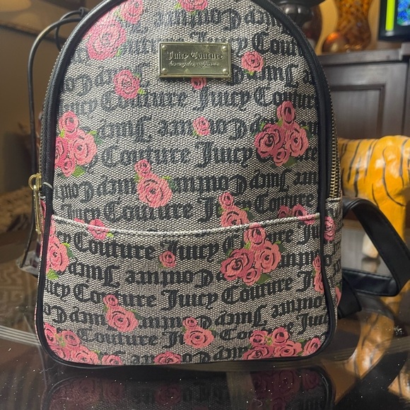 Juicy Couture Black Rose Floral Wordplay Mini Backpack - Picture 2 of 10